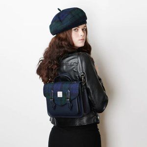 New Lambs Wool Tam Beret Bunnet Hat Blue Green Black Watch (Scotland)